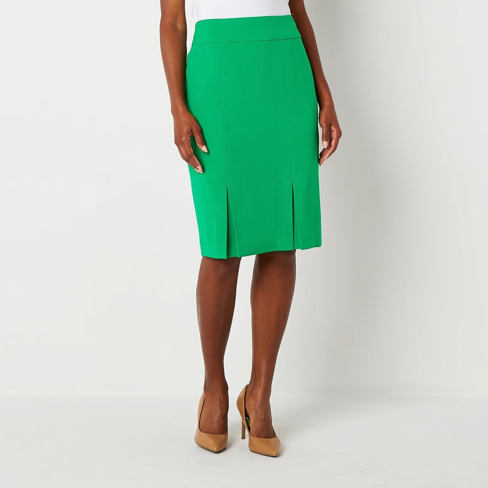 MSRP $54 Black Label by Evan-Picone Womens 12 Green Suit Skirt Knee Length